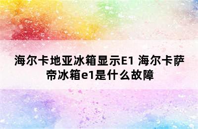 海尔卡地亚冰箱显示E1 海尔卡萨帝冰箱e1是什么故障